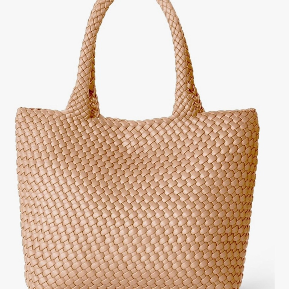 Elegant Tan Woven Tote Bag